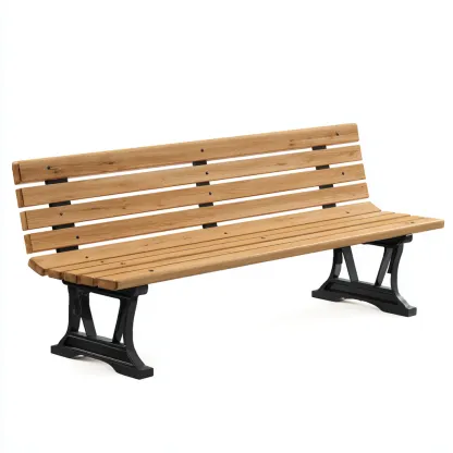 Banc de jardin Bois-Métal 150x60x85 cm - Bois naturel-noir - Style classique-Villaoliq