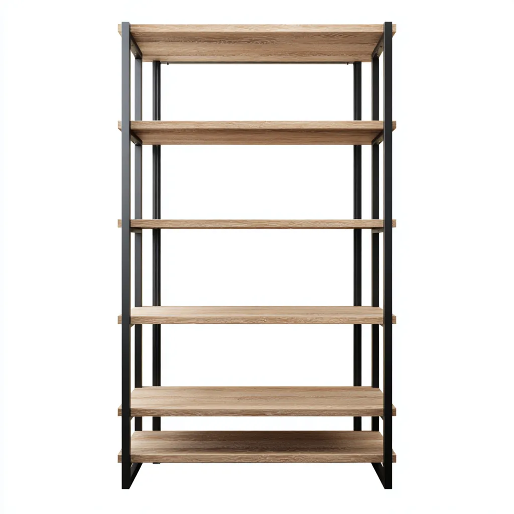 Bibliothèque 80x35x180 cm - bois et métal - marron-noir - design contemporain-Villaoliq