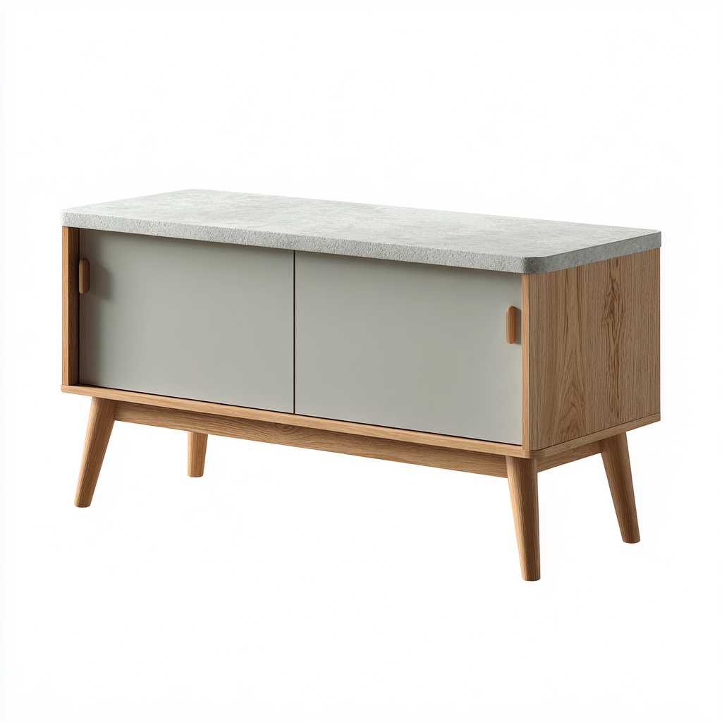 Meuble TV bois gris 110x40x55 cm - gris-bois - style scandinave-Villaoliq