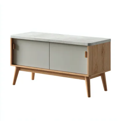 Meuble TV bois gris 110x40x55 cm - gris-bois - style scandinave-Villaoliq