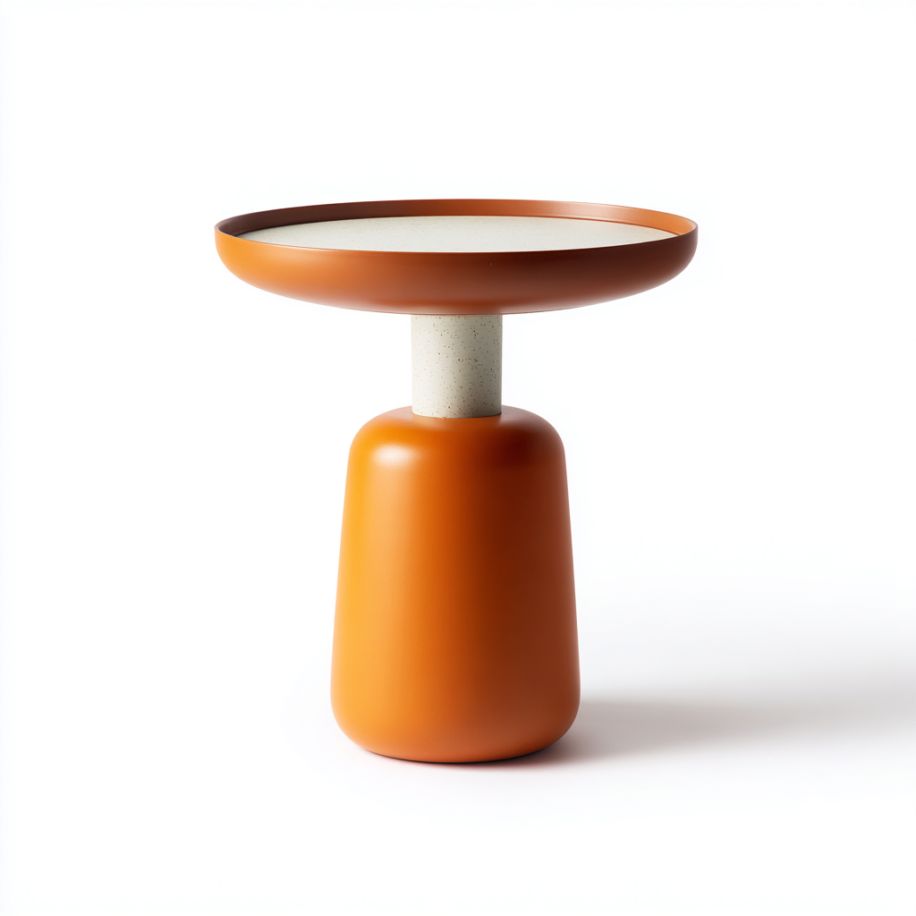 Table de jardin 40x40x50 cm - orange-blanc - design moderne-Villaoliq