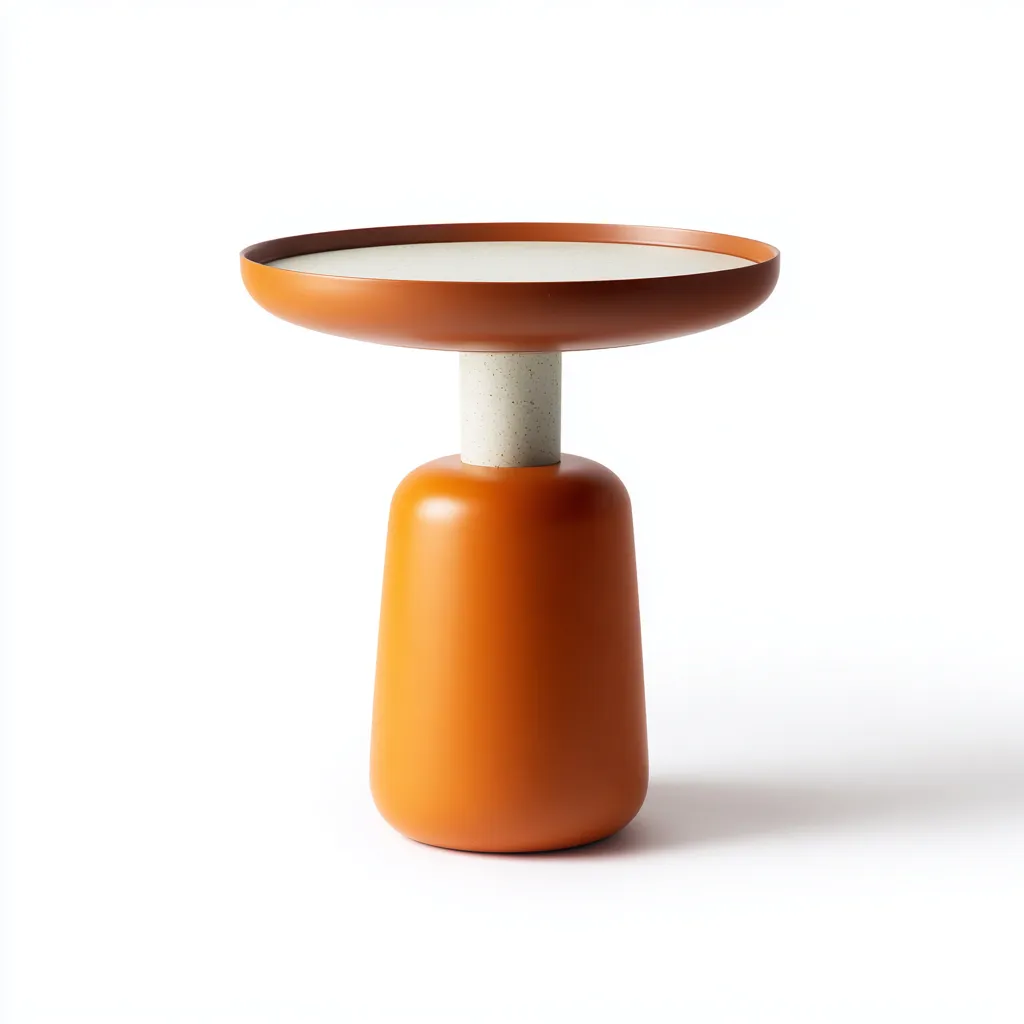 Table de jardin 40x40x50 cm - orange-blanc - design moderne-Villaoliq