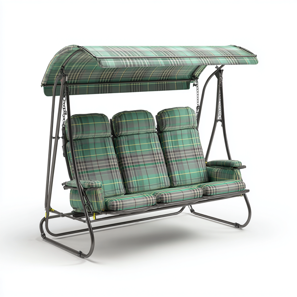 Dondolo de jardin Métal-Tissu 200x120x165 cm - Vert - Style classique-Villaoliq