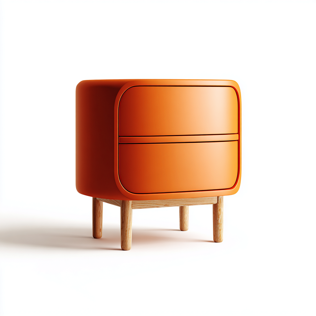 Commode orange-bois 40x35x55 cm - orange - style moderne-Villaoliq
