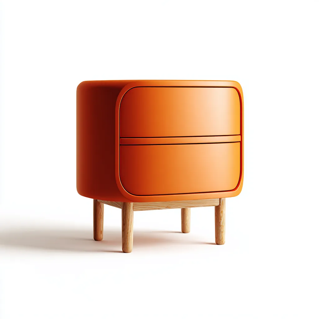 Commode orange-bois 40x35x55 cm - orange - style moderne-Villaoliq