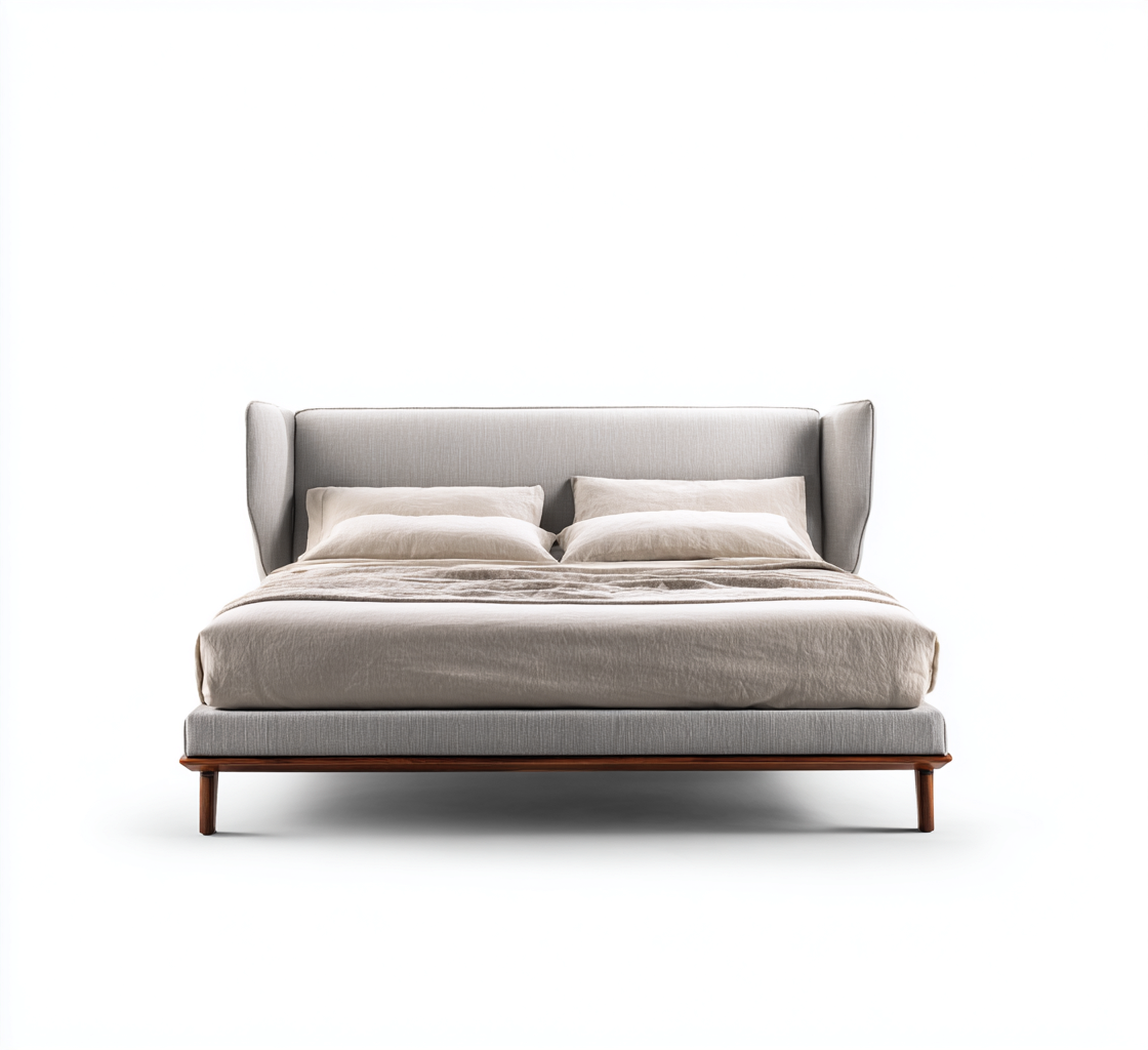 Lit double Bois-Tissu 200x160x110 cm - Gris - Style moderne-Villaoliq