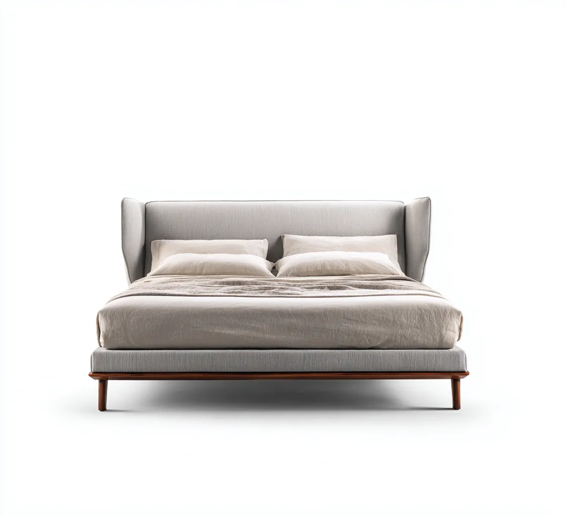 Lit double Bois-Tissu 200x160x110 cm - Gris - Style moderne-Villaoliq