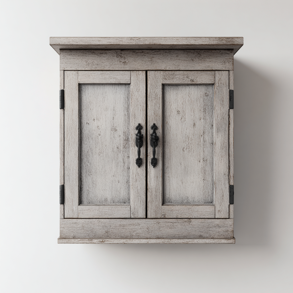 Rangement de salle de bain 55x20x60 cm - bois MDF - gris - design rustique-Villaoliq