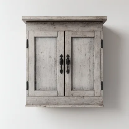 Rangement de salle de bain 55x20x60 cm - bois MDF - gris - design rustique-Villaoliq