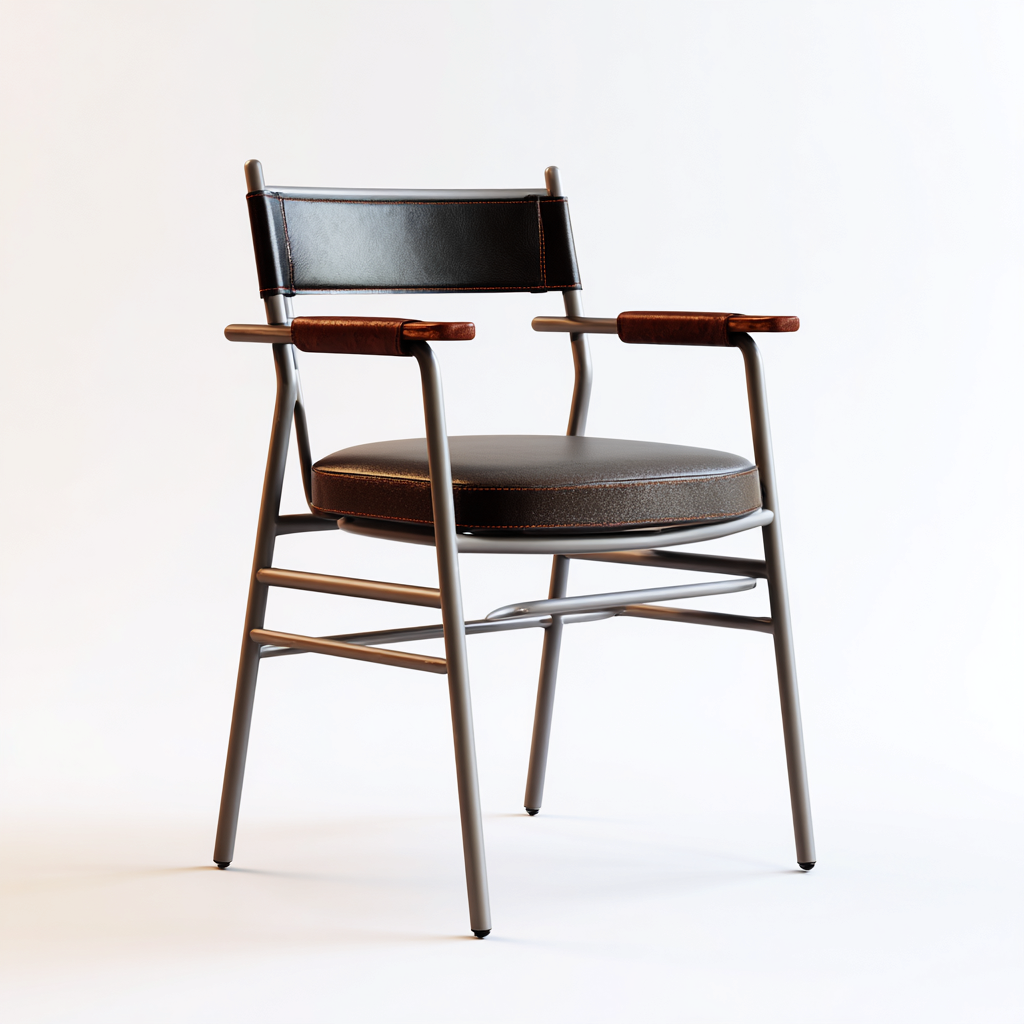 Fauteuil de jardin métal et simili cuir 58x55x82 cm - noir-marron - design moderne-Villaoliq