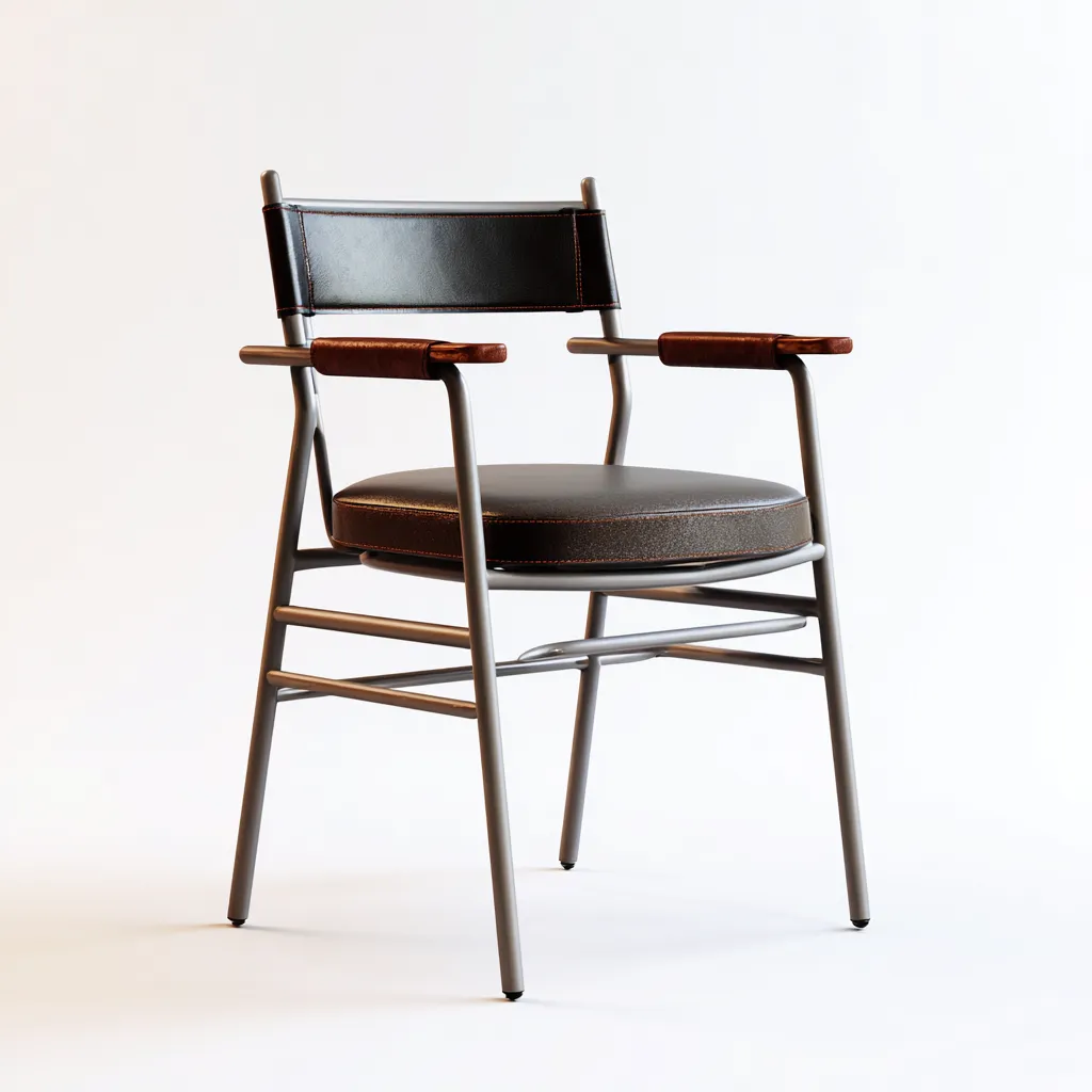 Fauteuil de jardin métal et simili cuir 58x55x82 cm - noir-marron - design moderne-Villaoliq