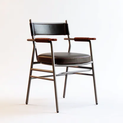 Fauteuil de jardin métal et simili cuir 58x55x82 cm - noir-marron - design moderne-Villaoliq