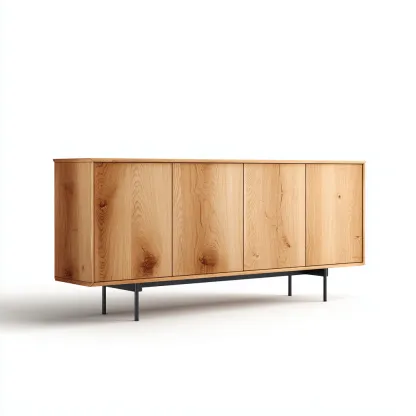 Meuble TV 180x40x60 cm - bois MDF et métal - marron - design moderne-Villaoliq
