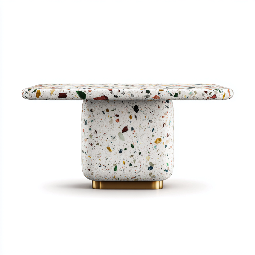 Table de jardin 90x90x45 cm terrazzo multicolore - adaptée à l'extérieur - design moderne-Villaoliq