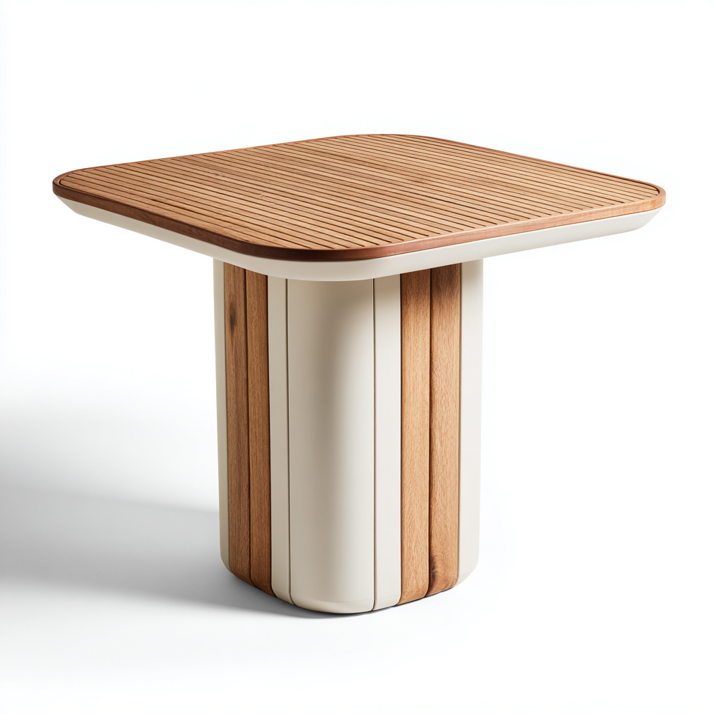Table de jardin bois-métal 78x78x76 cm - design moderne-Villaoliq
