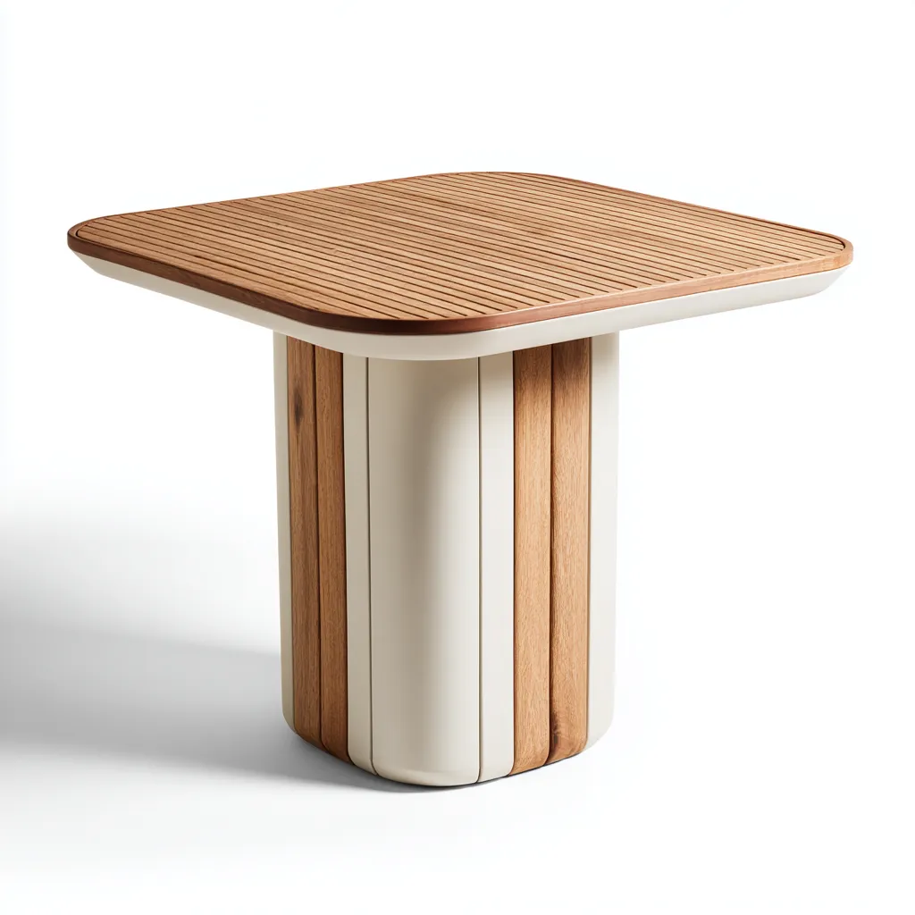 Table de jardin bois-métal 78x78x76 cm - design moderne-Villaoliq