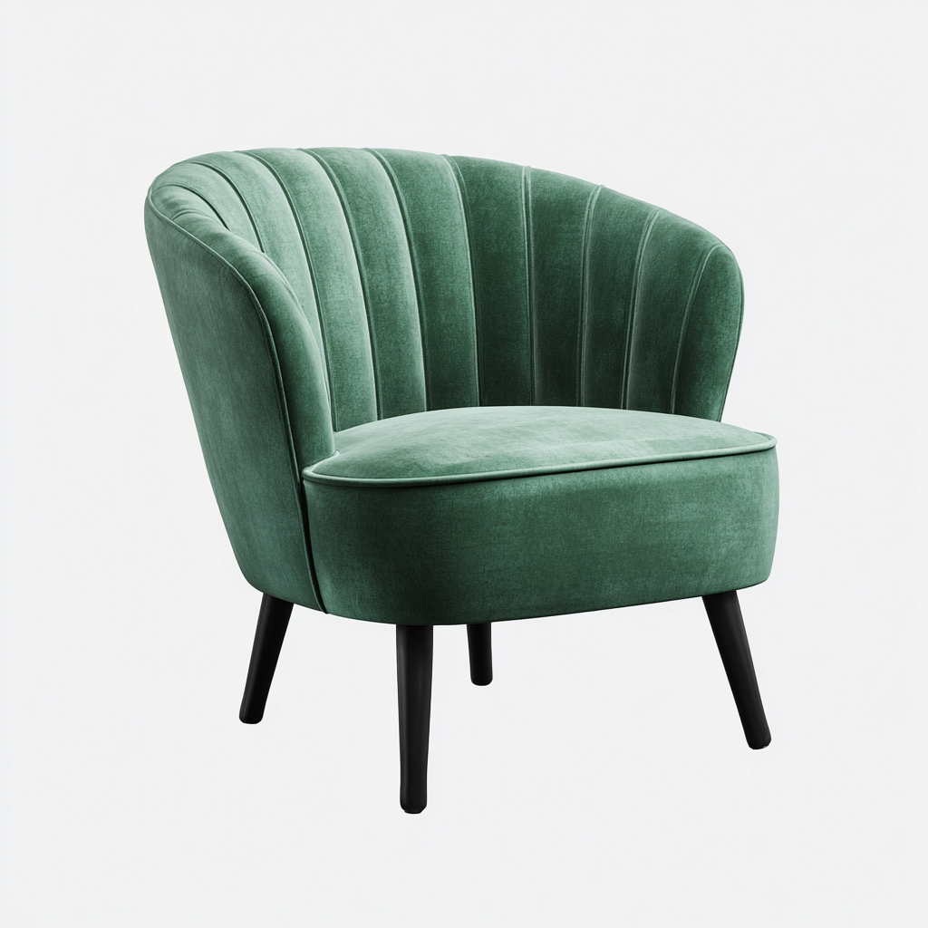 Fauteuil velours 75x70x80 cm - vert - style moderne-Villaoliq