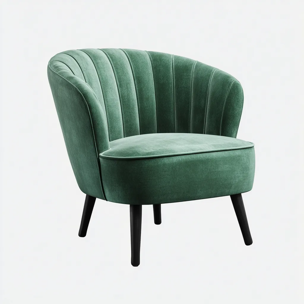 Fauteuil velours 75x70x80 cm - vert - style moderne-Villaoliq