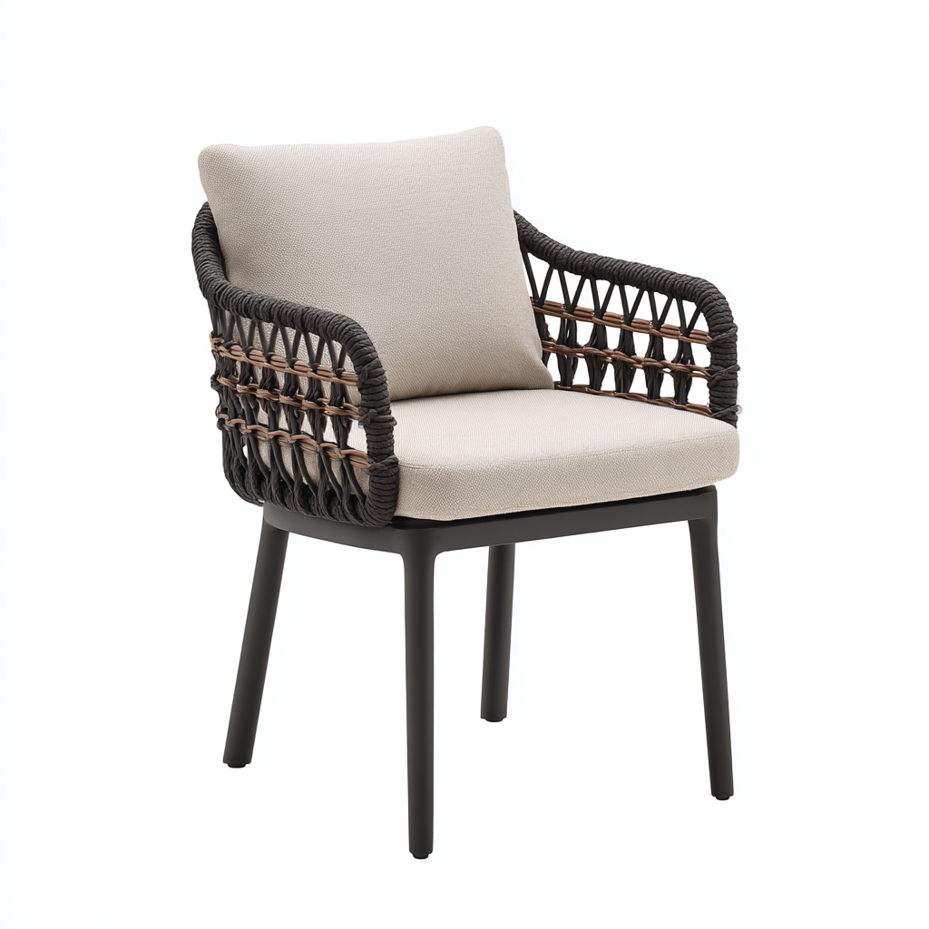 Fauteuil de jardin métal-tissu 65x60x82 cm - design tressé-Villaoliq