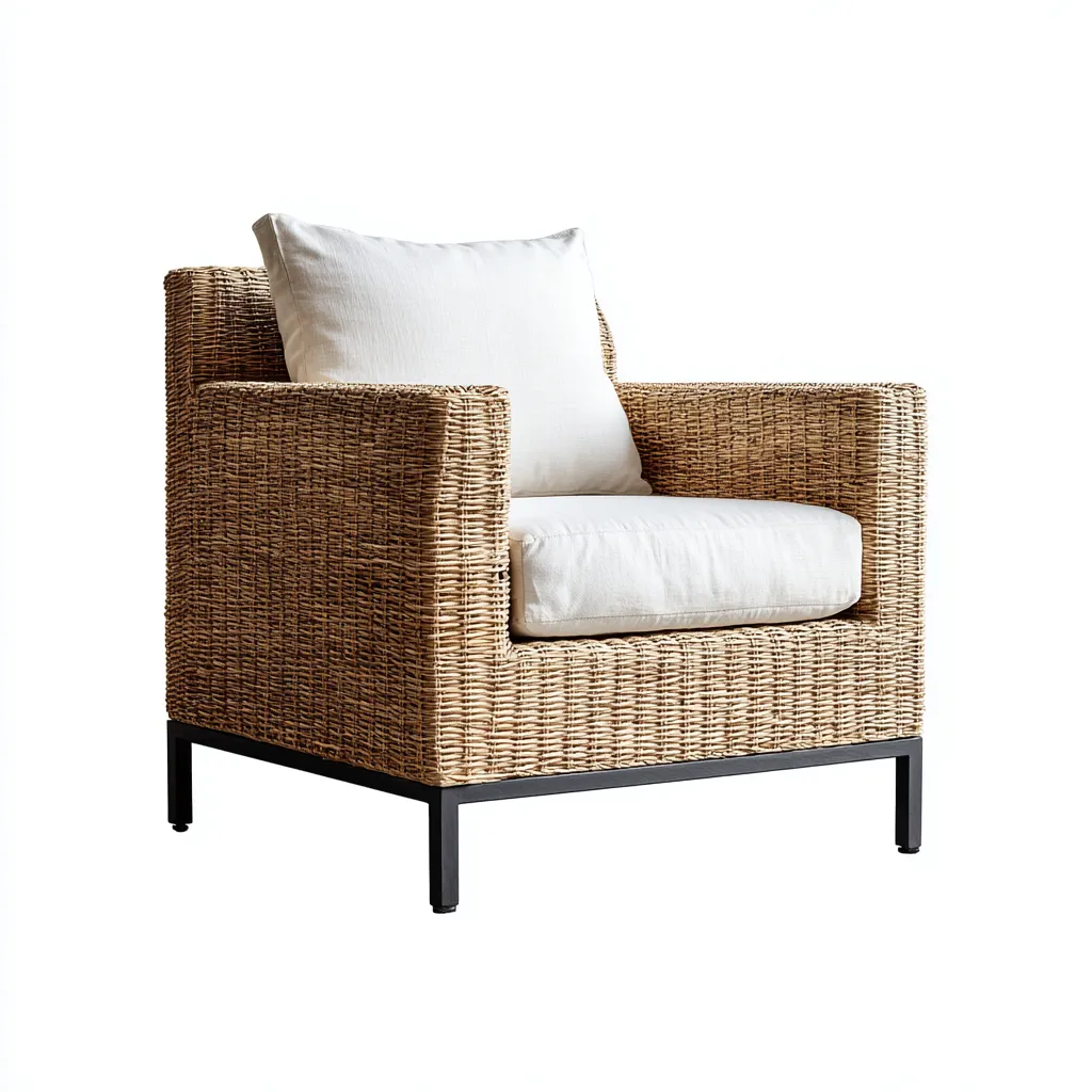 Fauteuil de jardin Résine-Tissu-Métal 70x70x80 cm - Beige-Blanc - Style moderne-Villaoliq