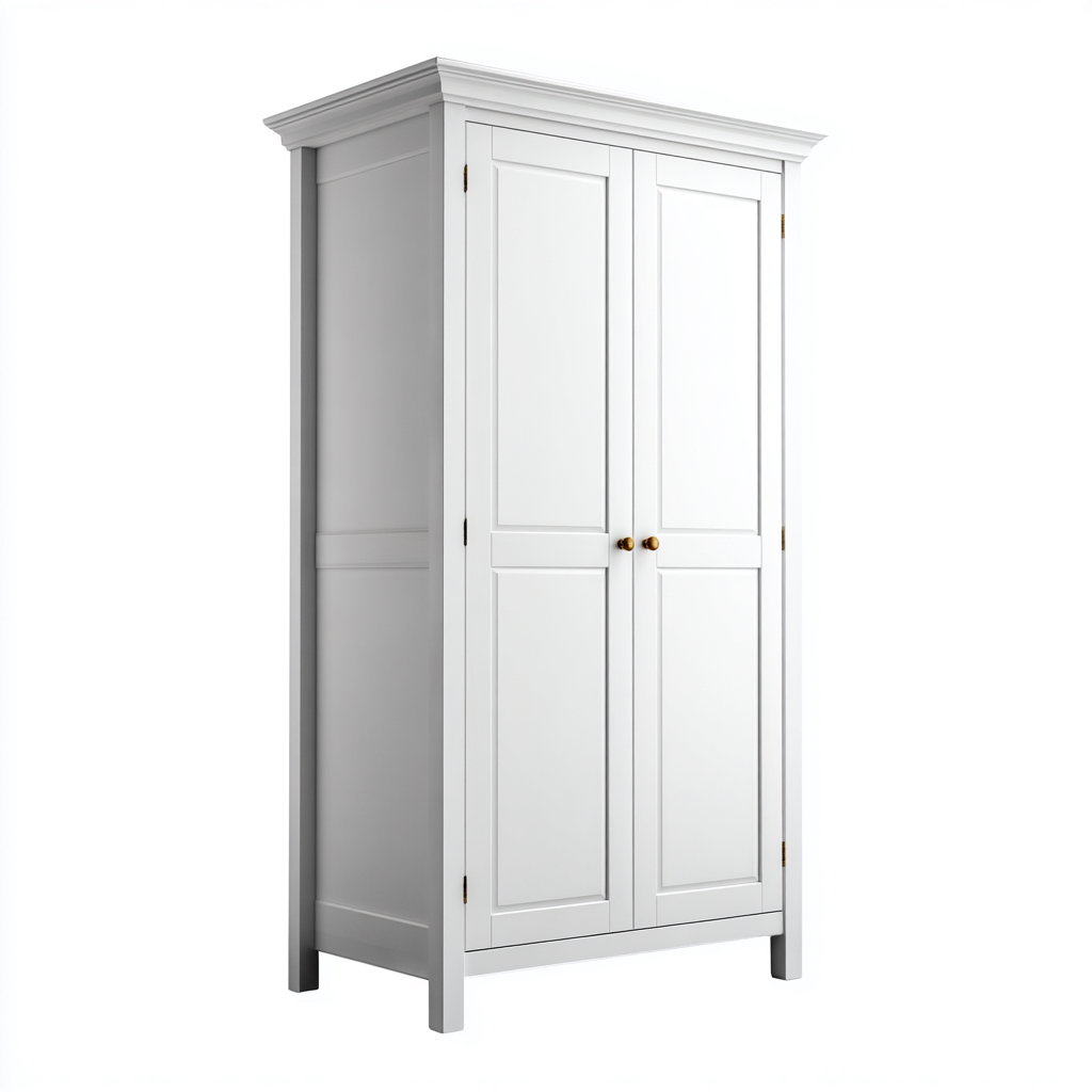 Armoire 90x55x210 cm panneau MDF blanc - adaptée à la chambre - design classique-Villaoliq