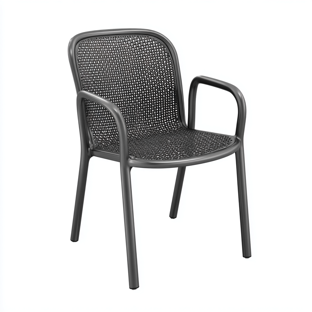 Fauteuil de jardin 55x58x85 cm métal et résine tressée noire - adapté à l'extérieur - design moderne-Villaoliq