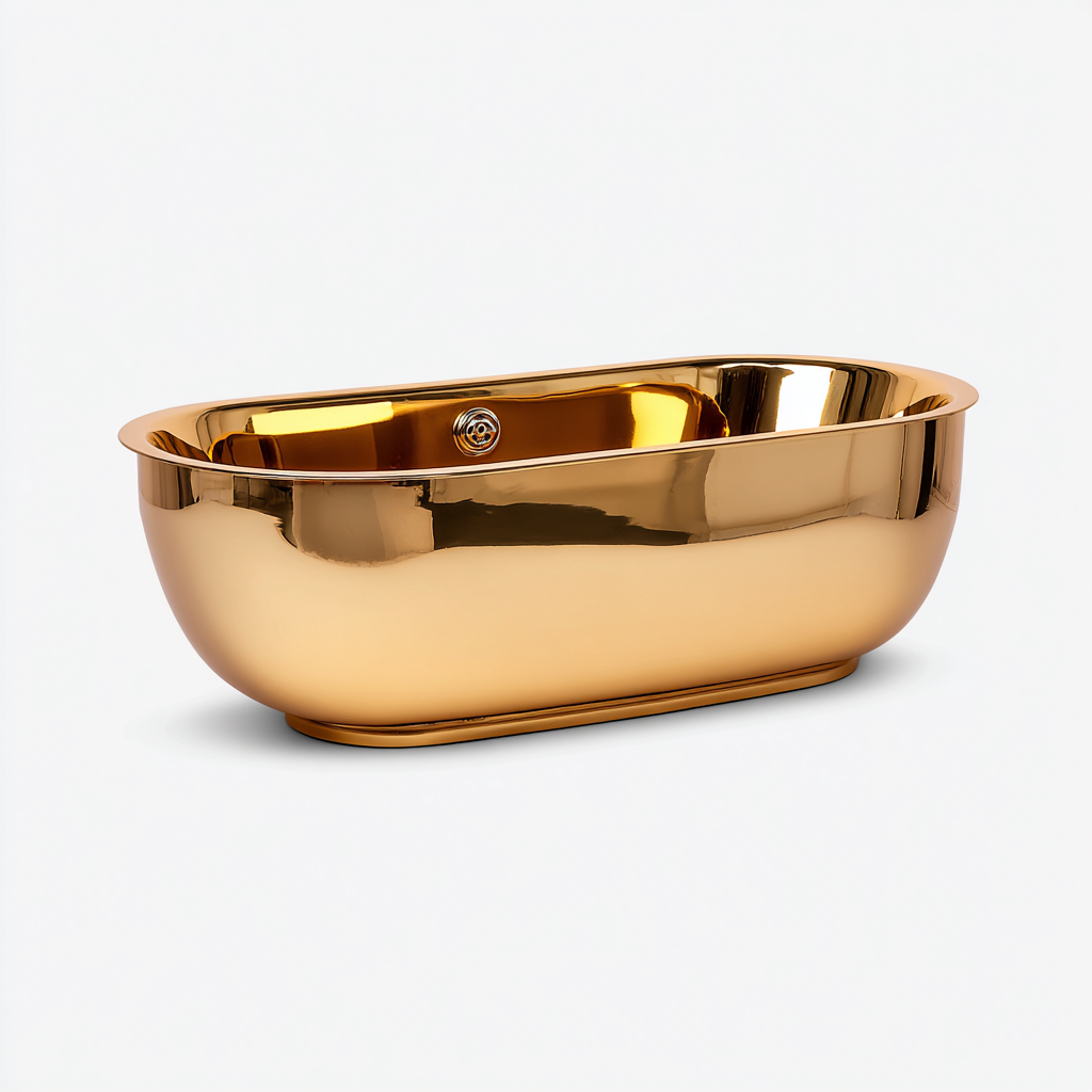 Baignoire 160x75x60 cm - acrylique - doré - design moderne-Villaoliq