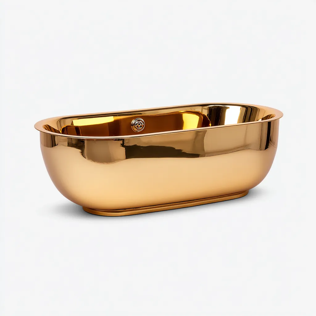 Baignoire 160x75x60 cm - acrylique - doré - design moderne-Villaoliq