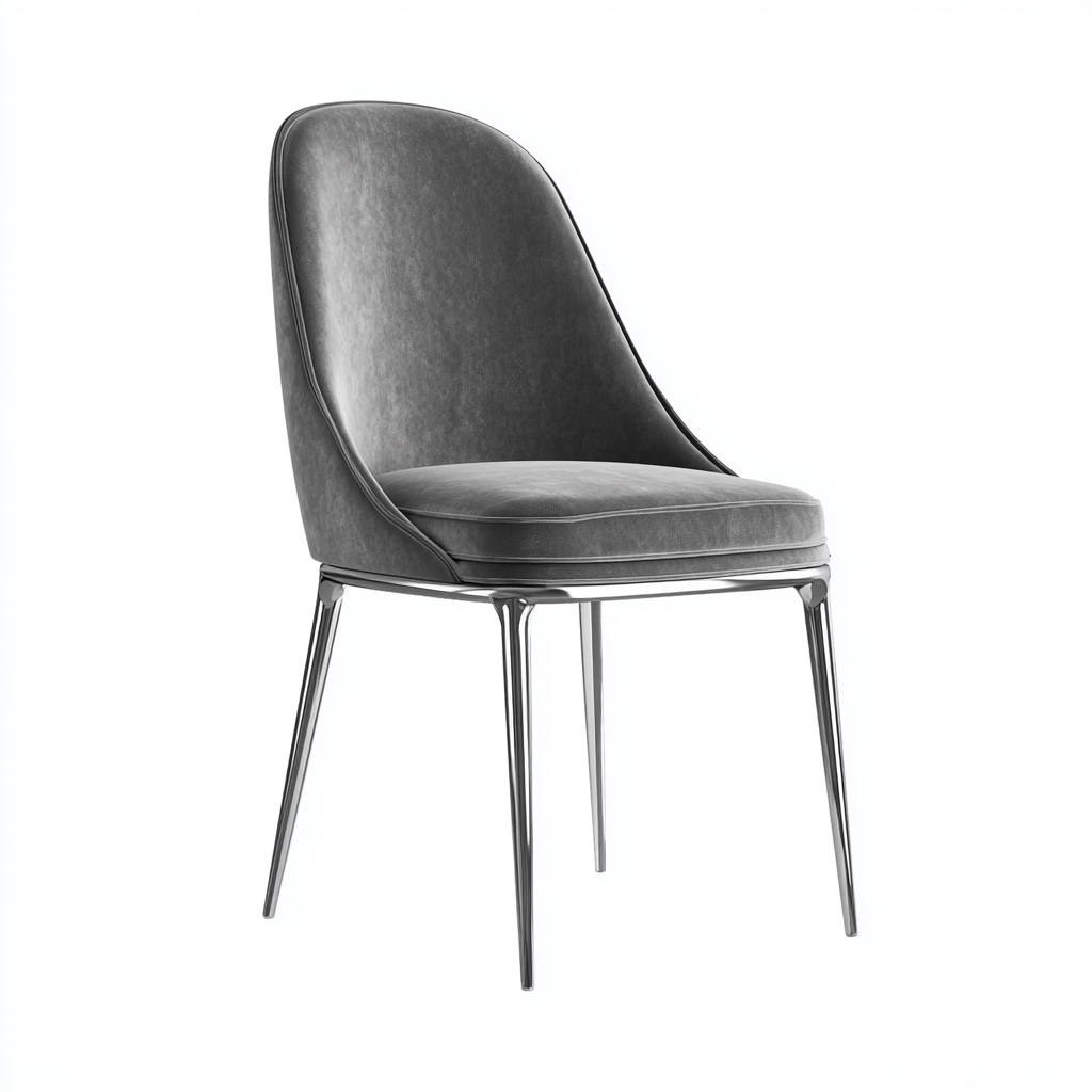 Fauteuil 55x55x85 cm - métal et tissu - gris - design moderne-Villaoliq