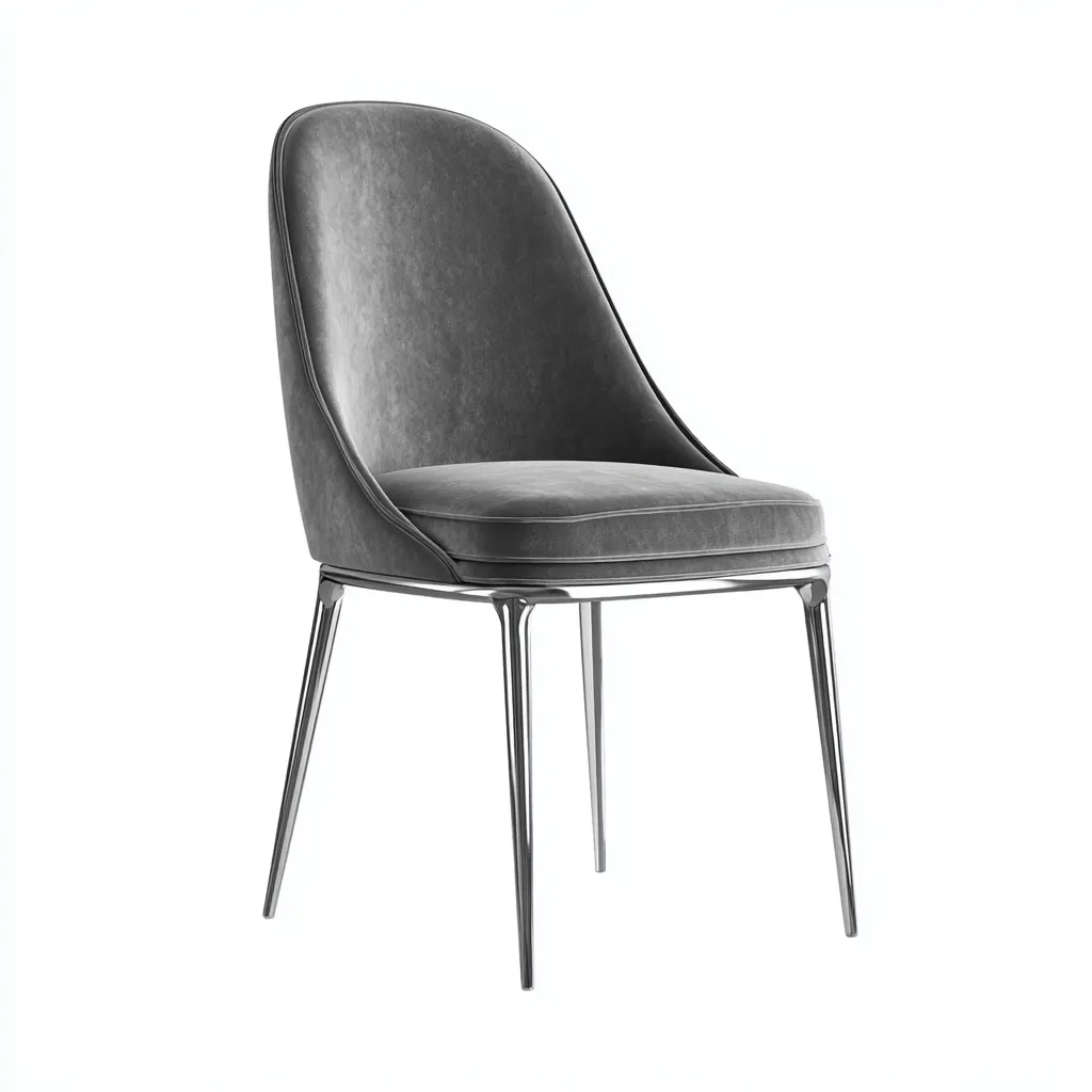 Fauteuil 55x55x85 cm - métal et tissu - gris - design moderne-Villaoliq