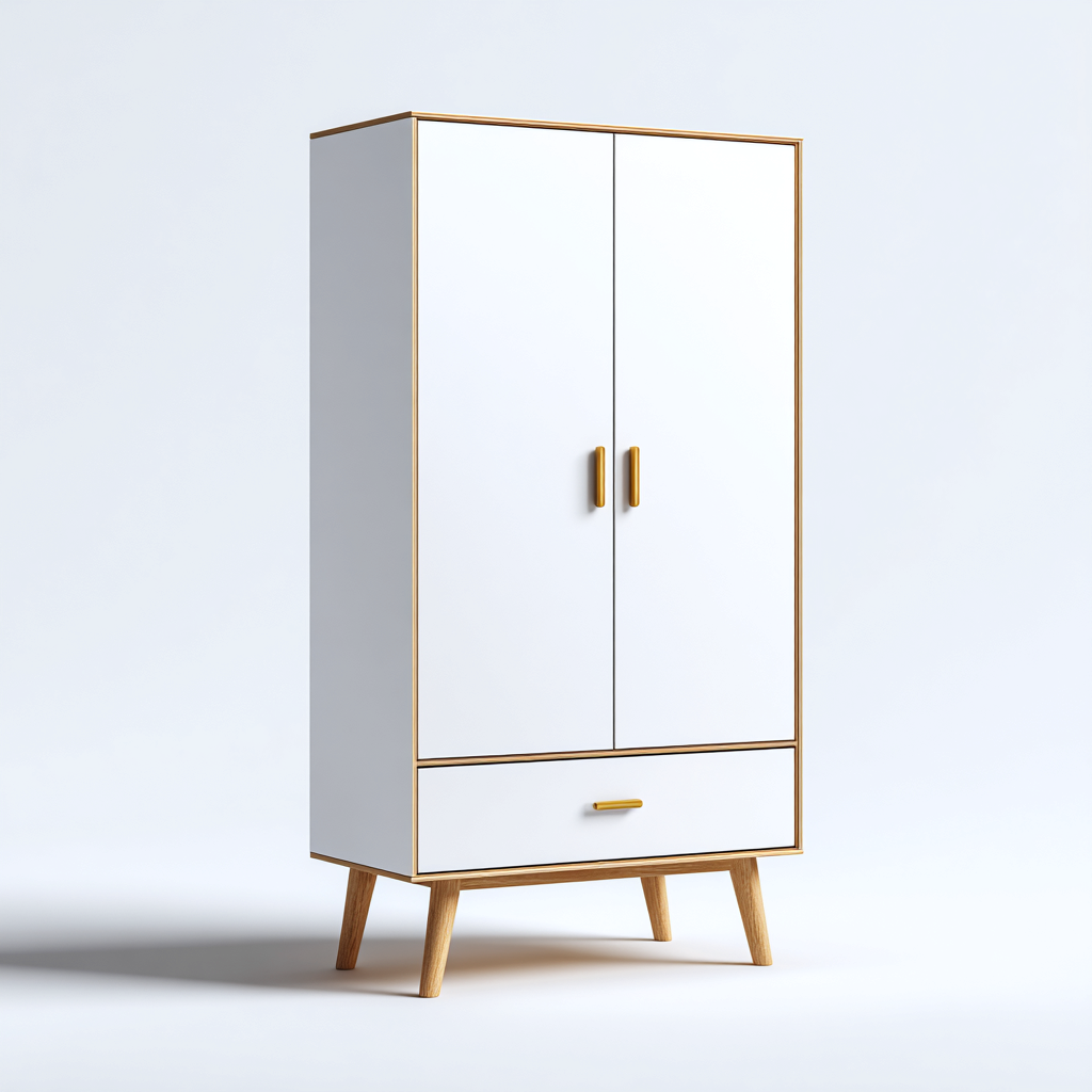 Armoire bois 85x50x175 cm - blanc - design moderne-Villaoliq