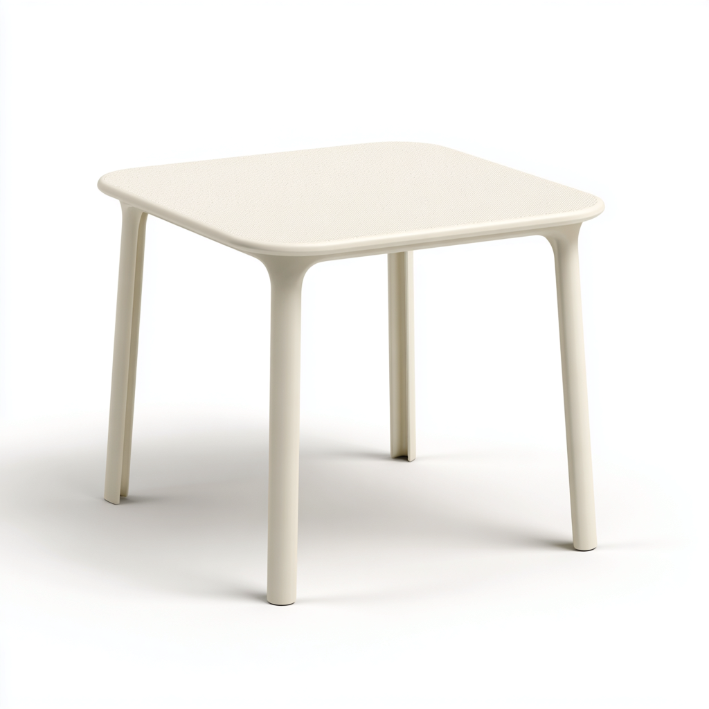 Table de jardin 70x70x75 cm plastique beige - adaptée à l'extérieur - design simple-Villaoliq