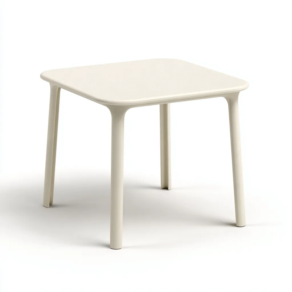 Table de jardin 70x70x75 cm plastique beige - adaptée à l'extérieur - design simple-Villaoliq