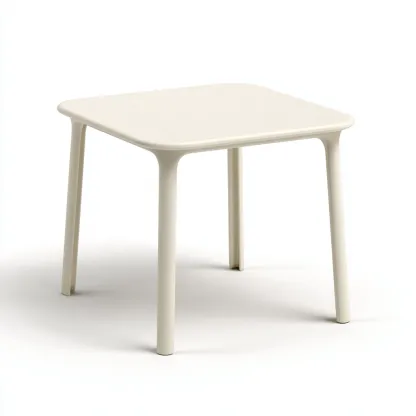 Table de jardin 70x70x75 cm plastique beige - adaptée à l'extérieur - design simple-Villaoliq