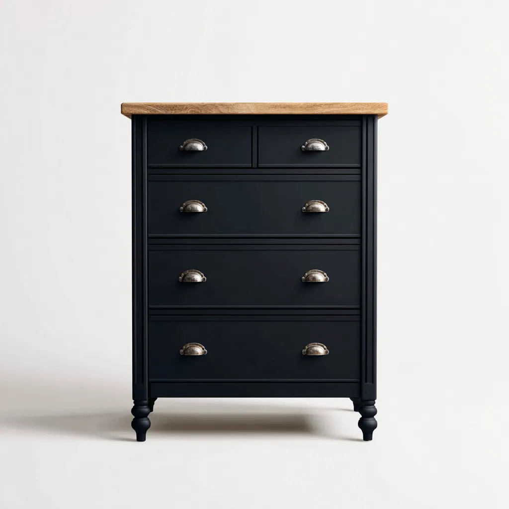 Commode bois noir 80x45x110 cm - noir-bois - style classique-Villaoliq