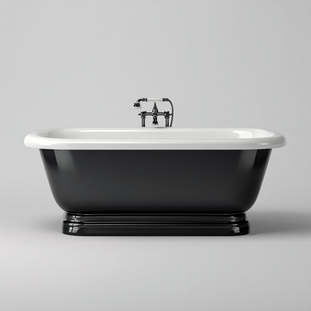 Baignoire 170x80x60 cm - acrylique - noir-blanc - design classique-Villaoliq