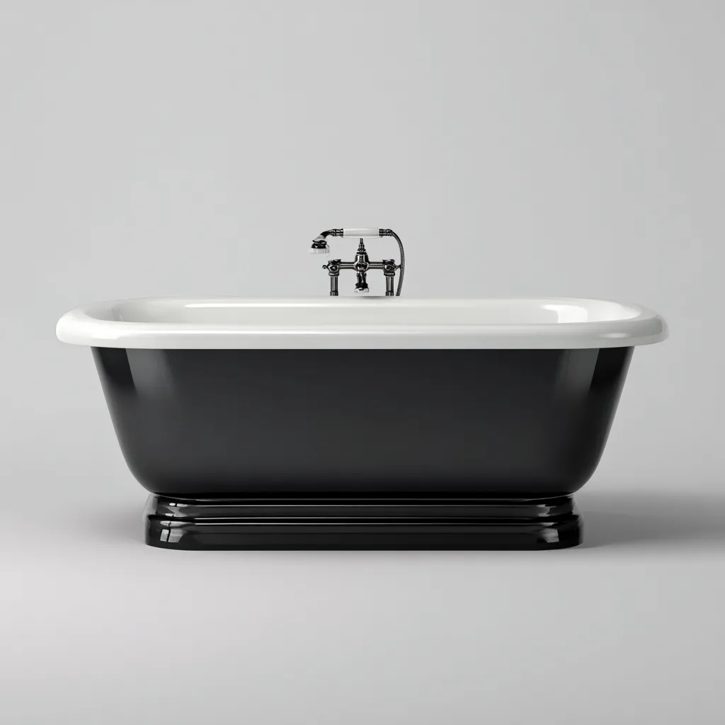 Baignoire 170x80x60 cm - acrylique - noir-blanc - design classique-Villaoliq