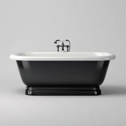 Baignoire 170x80x60 cm - acrylique - noir-blanc - design classique-Villaoliq