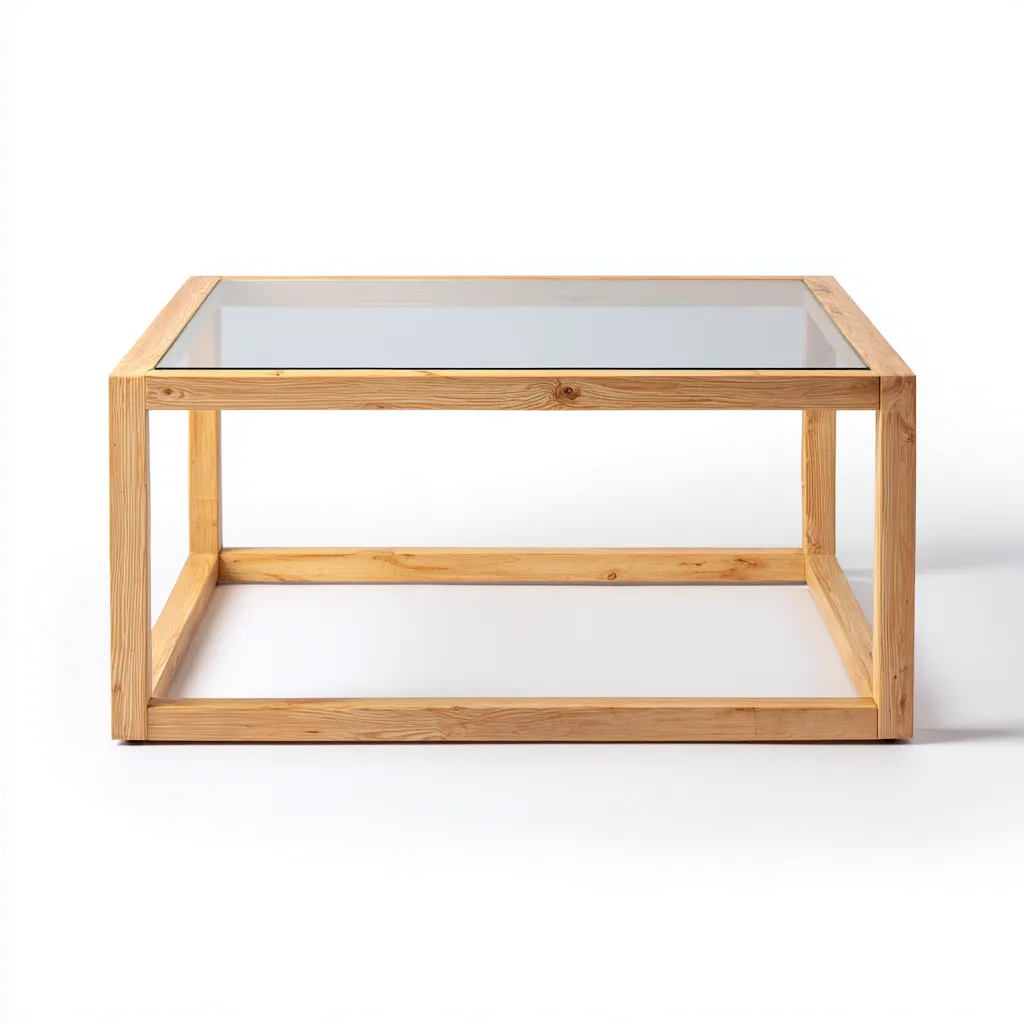 Table basse 90x90x45 cm - bois et verre - marron-translucide - design moderne-Villaoliq