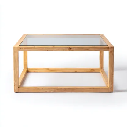 Table basse 90x90x45 cm - bois et verre - marron-translucide - design moderne-Villaoliq