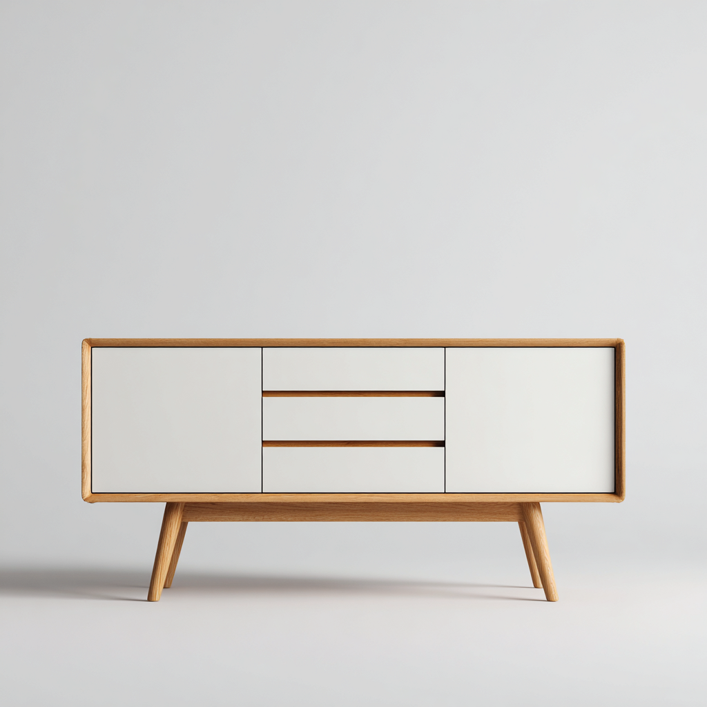 Commode bois blanc 150x40x75 cm - blanc-bois - style scandinave-Villaoliq