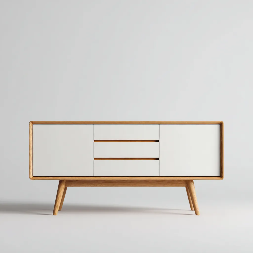 Commode bois blanc 150x40x75 cm - blanc-bois - style scandinave-Villaoliq