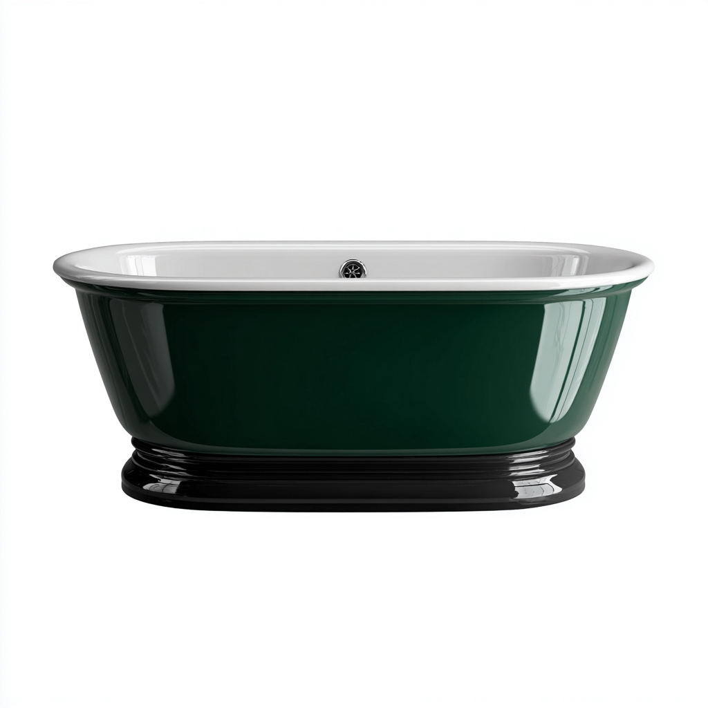 Baignoire en acrylique 170x78x60 cm - vert-noir - style classique pour salle de bain-Villaoliq