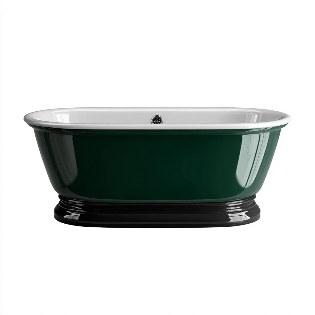 Baignoire en acrylique 170x78x60 cm - vert-noir - style classique pour salle de bain-Villaoliq