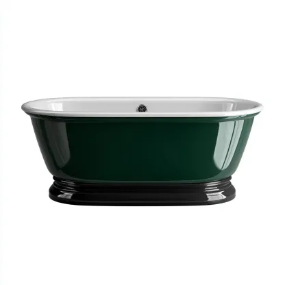 Baignoire en acrylique 170x78x60 cm - vert-noir - style classique pour salle de bain-Villaoliq