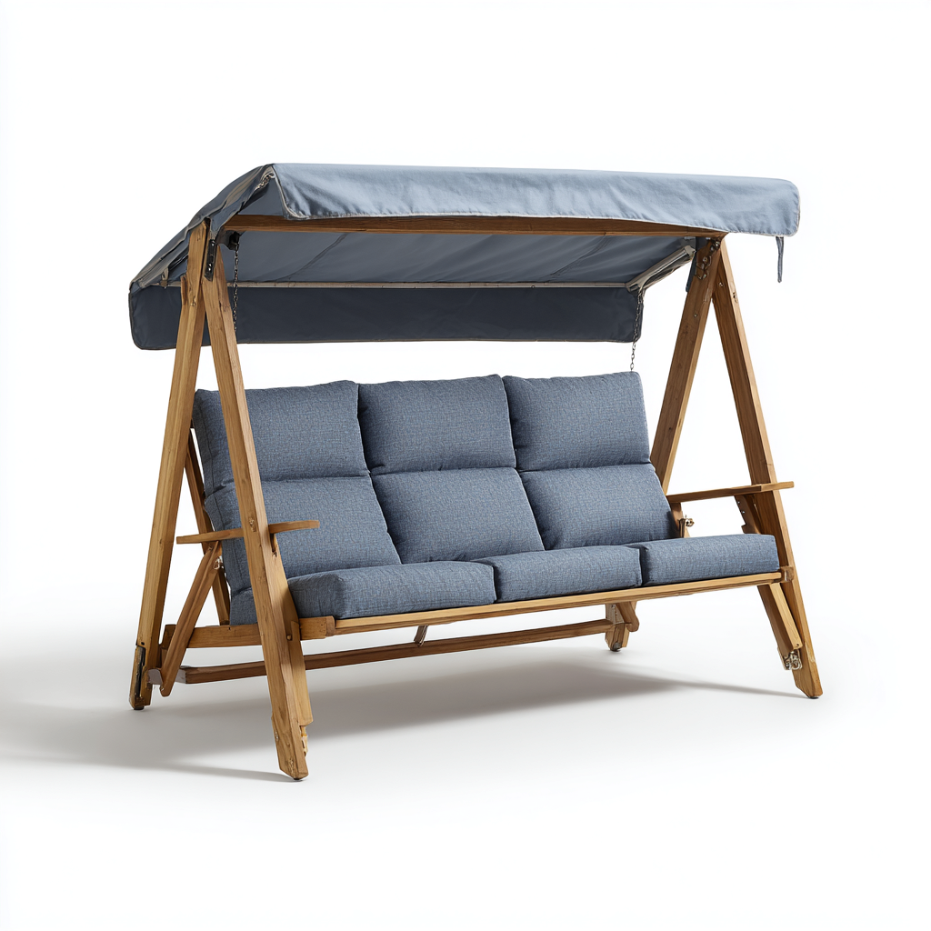 Dondolo de jardin bois-tissu 200x120x170 cm - design moderne-Villaoliq