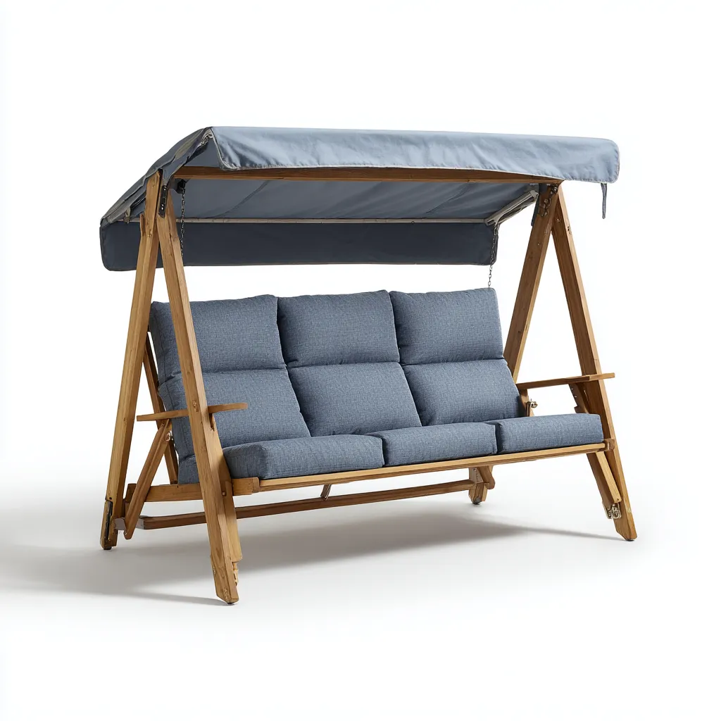 Dondolo de jardin bois-tissu 200x120x170 cm - design moderne-Villaoliq