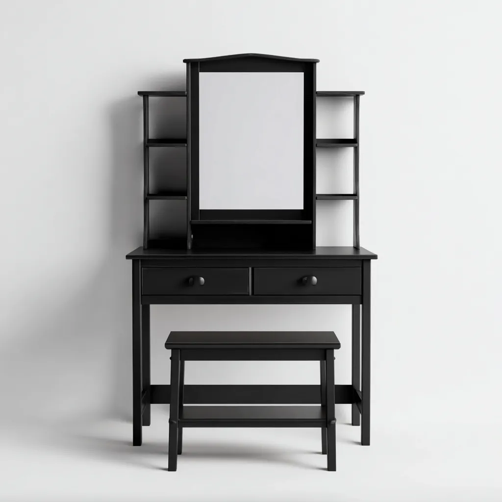 Coiffeuse bois 100x40x150 cm - noir - design classique-Villaoliq