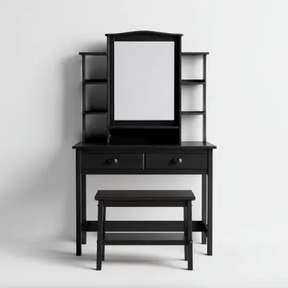 Coiffeuse bois 100x40x150 cm - noir - design classique-Villaoliq