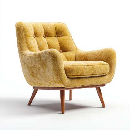 Fauteuil Tissu-Bois 80x75x90 cm - Jaune-Bois naturel - Design moderne-Villaoliq